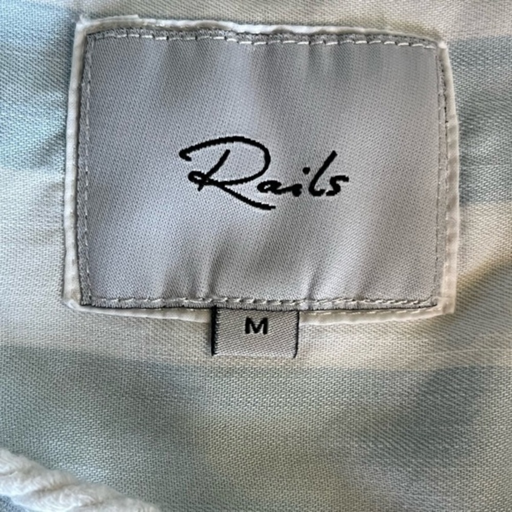 Rails Uli Block‎ Blue Stripe Shirt Lace Up Neck Nautical Coastal Top L/XL ? Read - Picture 3 of 12